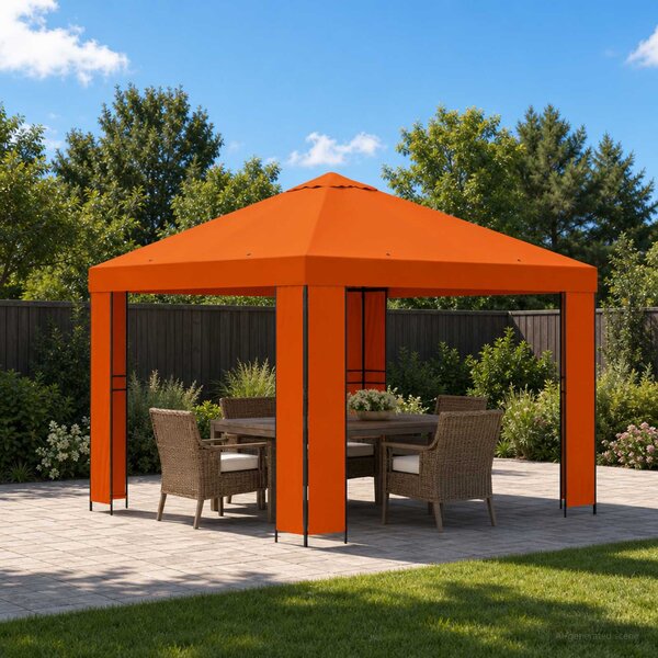 Altán 3 x 3 m Oranžová Polyester a ocel 190 gsm