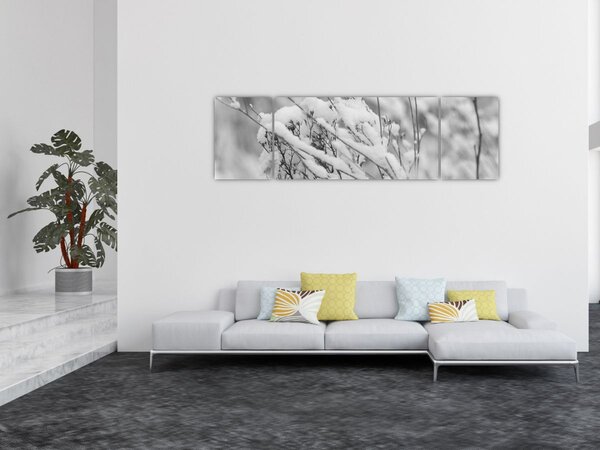 Obraz - Zasněžené větve (170x50 cm)