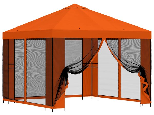 Zahradní altán se stěnami 3 x 3 m Oranžová Polyester a ocel