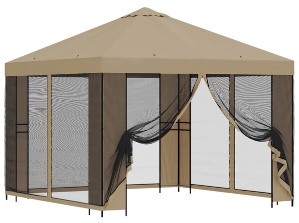 Zahradní altán se stěnami 3 x 3 m Béžová Polyester a ocel