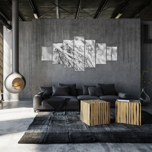 Obraz - Zasněžené větve (210x100 cm)
