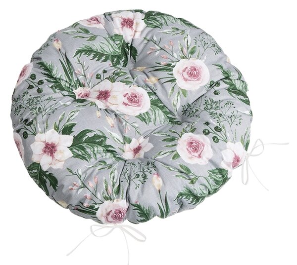 Bellatex Sedák Adéla prošívaný kulatý průměr 40 cm Růže Růžová,Šedá,Zelená