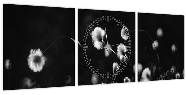 Obraz - Louka s cottongrass N⁰1 (s hodinami) (90x30 cm)