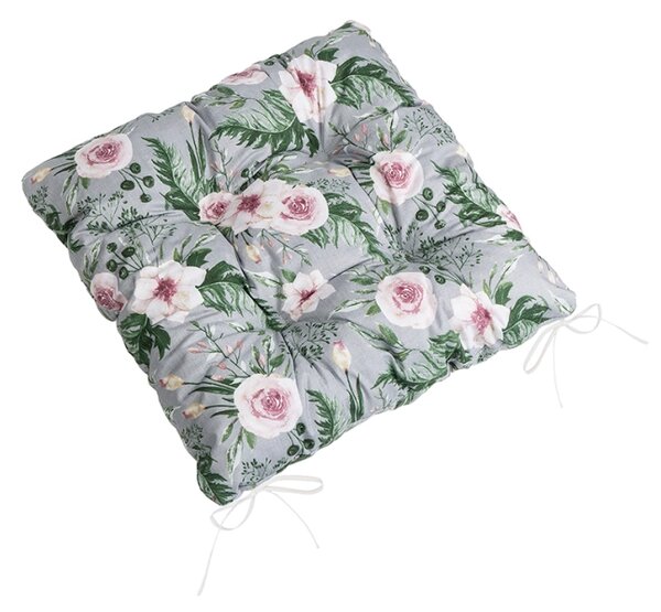 Bellatex Sedák Adéla prošívaný 40x40 cm Růže Růžová,Šedá,Zelená