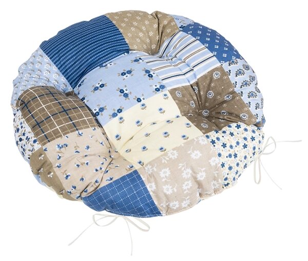 Bellatex Sedák Adéla prošívaný kulatý průměr 40 cm Patchwork Modrá