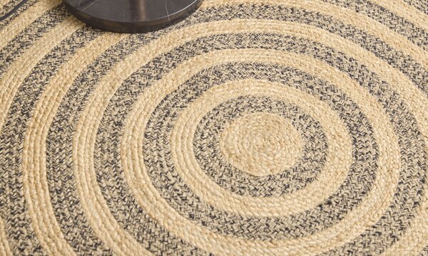 Diamond Carpets India, Ručně vázaný kusový koberec Aurea SM 05 Natural Black kruh, 120x120 (průměr) kruh, béžová, chodba / předsíň