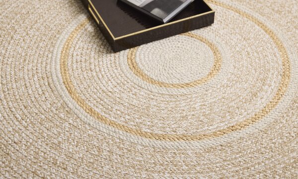 Diamond Carpets India, Ručně vázaný kusový koberec Cirra J-50 Natural kruh, 120x120 (průměr) kruh, béžová, chodba / předsíň
