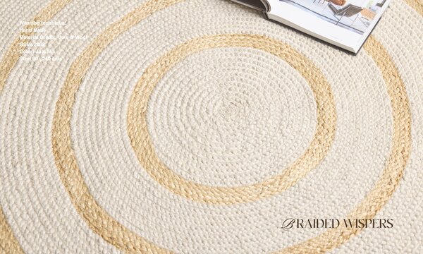 Diamond Carpets India, Ručně vázaný kusový koberec Ellara SM 05 Natural kruh, 120x120 (průměr) kruh, béžová, chodba / předsíň
