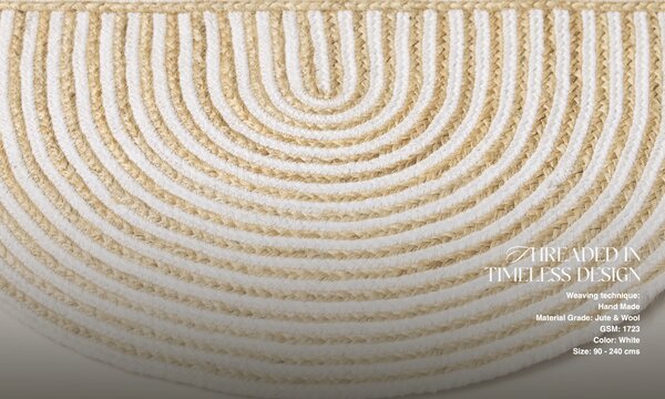 Diamond Carpets India, Ručně vázaná rohožka Elva J-42 Natural, 50x80, béžová, chodba / předsíň