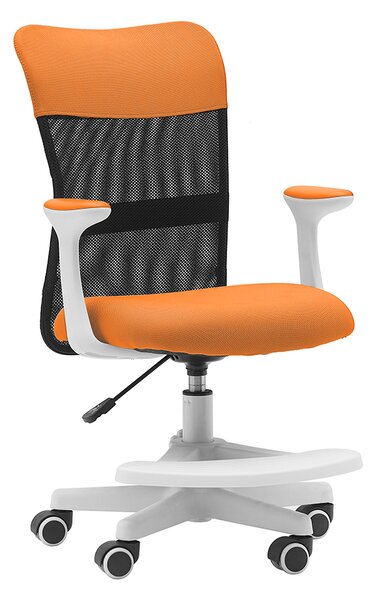 Dětská židle Neoseat MONKEY WHITE s podnoží — látka, bílá / oranžová