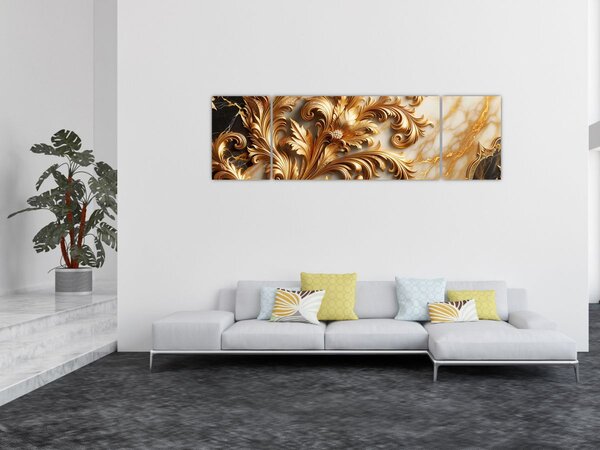 Obraz - Mramor se zlatem (170x50 cm)