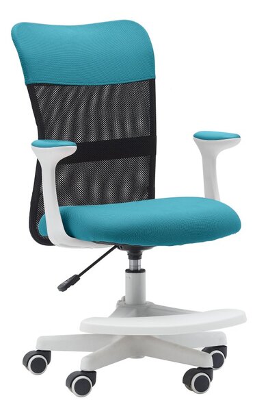 Dětská židle Neoseat MONKEY WHITE s podnoží — látka, bílá / tyrkysová
