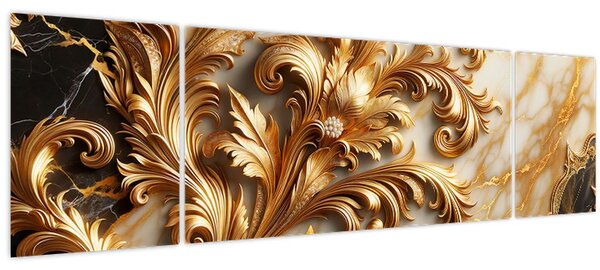 Obraz - Mramor se zlatem (170x50 cm)
