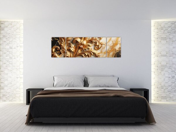 Obraz - Mramor se zlatem (170x50 cm)