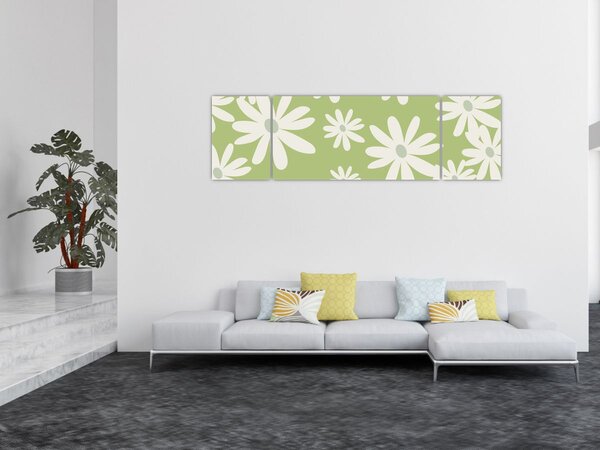Obraz - Hippies, zelené květy N⁰1 (170x50 cm)