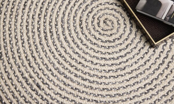 Diamond Carpets India, Ručně vázaný kusový koberec Orba J-49 Natural kruh, 120x120 (průměr) kruh, bílá, chodba / předsíň