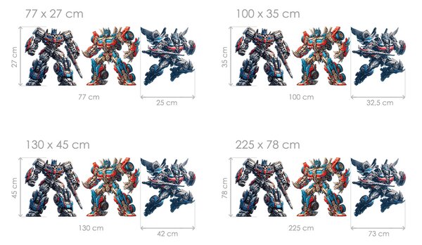 Transformers textilní přelepitelné samolepky na zeď arch 77 x 27 cm