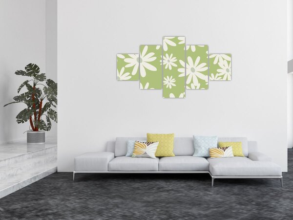 Obraz - Hippies, zelené květy N⁰1 (125x70 cm)