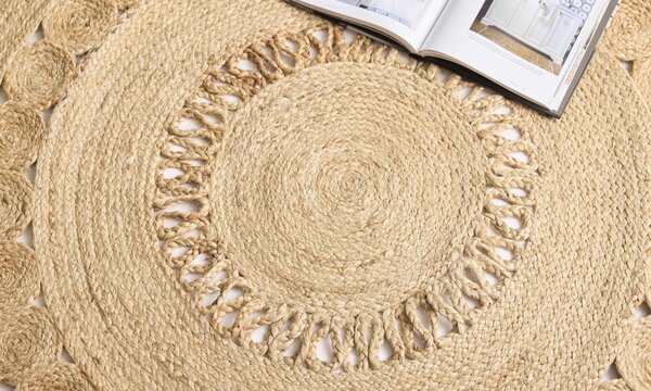 Diamond Carpets India, Ručně vázaný kusový koberec Zora J 29 Natural kruh, 120x120 (průměr) kruh, béžová, chodba / předsíň