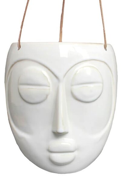 ZÁVĚSNÝ KVĚTINÁČ MASK BÍLÝ