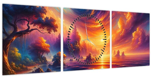 Obraz - Magický svět (s hodinami) (90x30 cm)