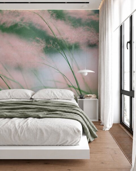 Fototapety Trávy v pudrové růžové, Fototapety s přírodními motivy, w05886 : uwalls.cz