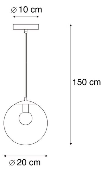 Závěsné svítidlo v art deco stylu černé se zlatým sklem 20 cm - Pallon
