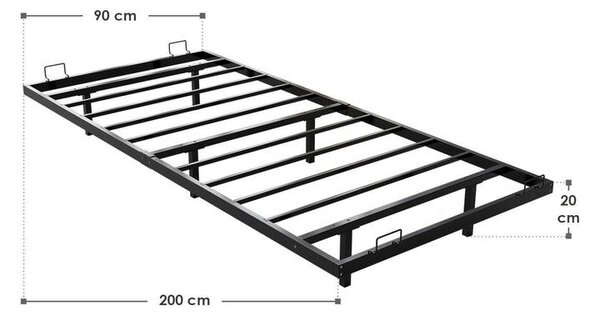Designová postel 90x200 černá s LED podsvícením