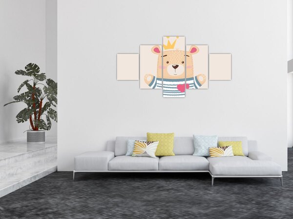 Obraz - Medvídek s korunkou (125x70 cm)