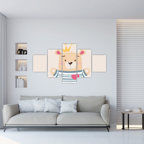 Obraz - Medvídek s korunkou (125x70 cm)