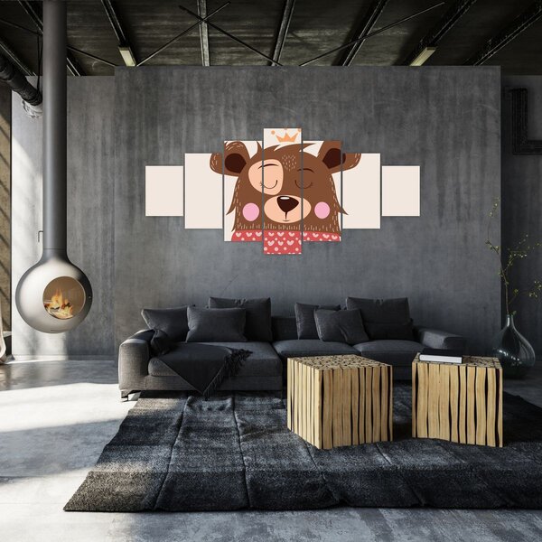 Obraz - Medvídek s červenou šálou (210x100 cm)