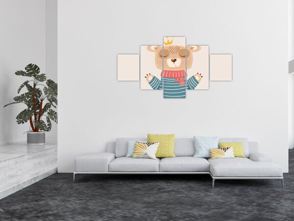 Obraz - Béžový medvídek s korunkou (125x70 cm)