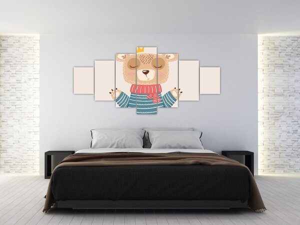 Obraz - Béžový medvídek s korunkou (210x100 cm)