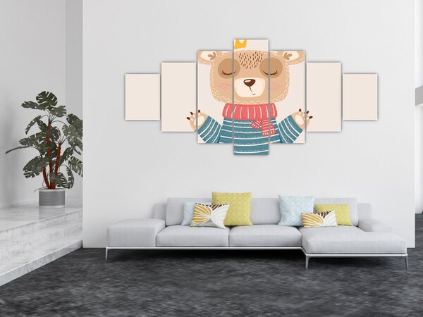 Obraz - Béžový medvídek s korunkou (210x100 cm)