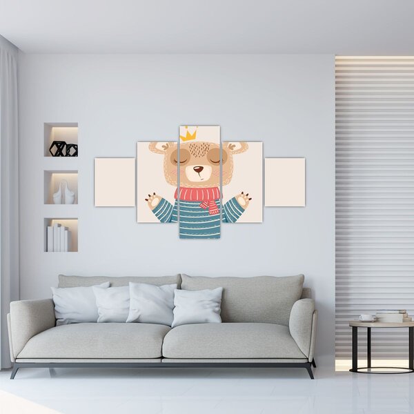 Obraz - Béžový medvídek s korunkou (125x70 cm)