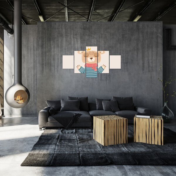 Obraz - Béžový medvídek s korunkou (125x70 cm)