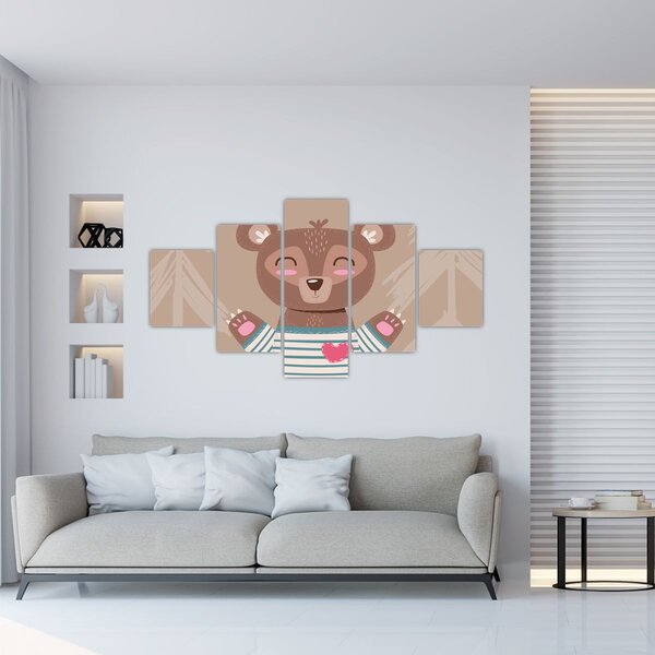 Obraz - Medvídek v pruhovaném tričku (125x70 cm)
