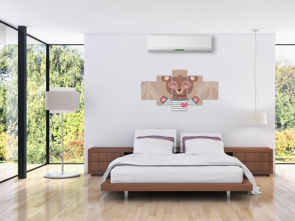 Obraz - Medvídek v pruhovaném tričku (125x70 cm)