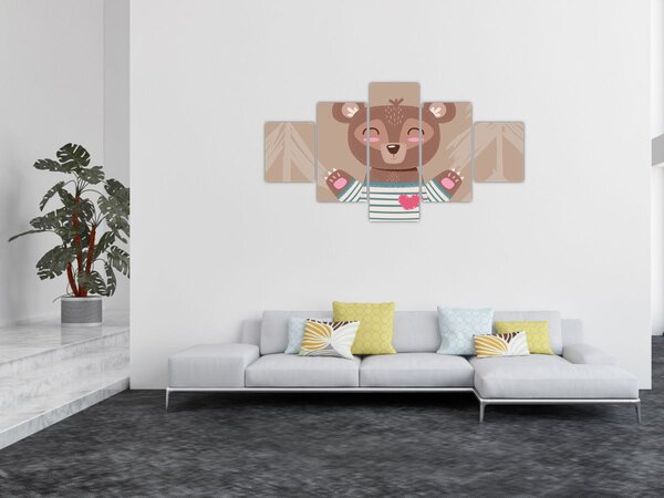 Obraz - Medvídek v pruhovaném tričku (125x70 cm)