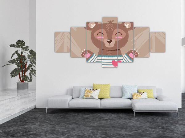 Obraz - Medvídek v pruhovaném tričku (210x100 cm)