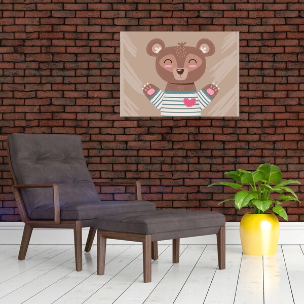 Obraz - Medvídek v pruhovaném tričku (70x50 cm)