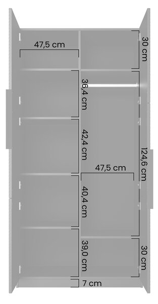 Skříň Asha 100 cm - černý mat / černé kovové úchytky