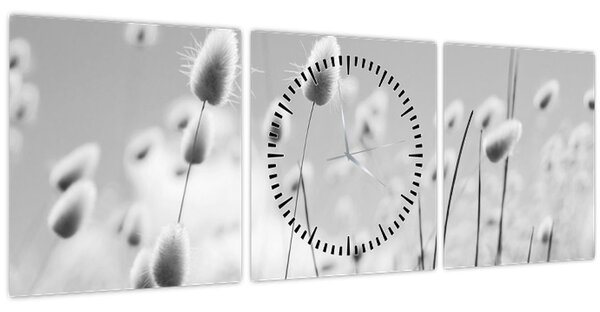 Obraz - Boho bunny tail grass (s hodinami) (90x30 cm)