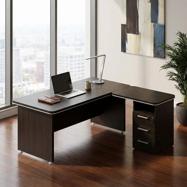 Přístavný kontejner TopOffice 90 x 55 cm, levý, wenge