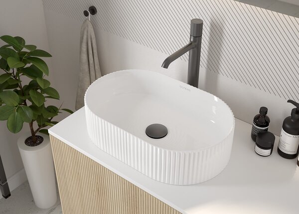 Oltens Hamnes umyvadlo 51x32 cm oválné na pult bílá lesk 40331000