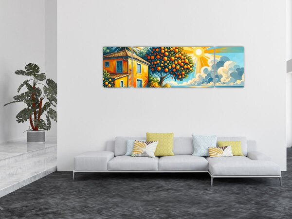 Obraz - Dům s pomeranči I. (170x50 cm)
