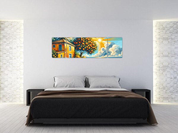 Obraz - Dům s pomeranči I. (170x50 cm)