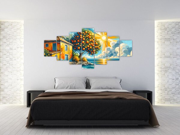 Obraz - Dům s pomeranči I. (210x100 cm)