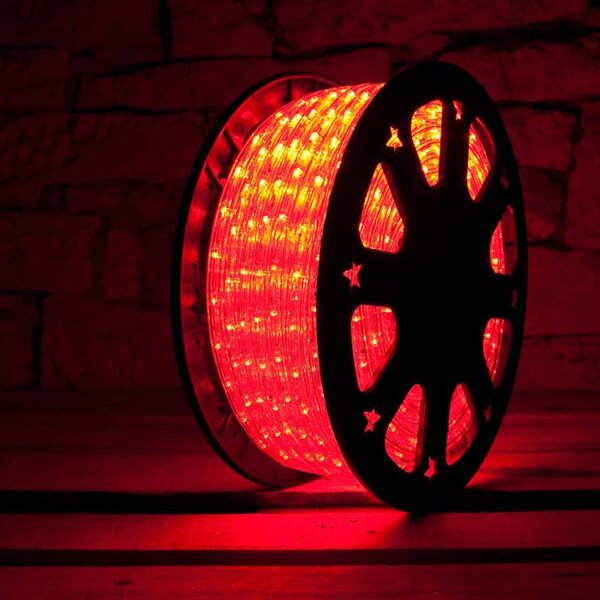 DECOLED Easy Fix světelná LED hadice venkovní, 50 m, červená, 1500 diod, transparentní, IP44, cívka