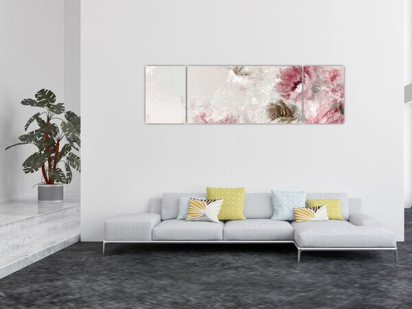Obraz - Malba růžových květů (170x50 cm)